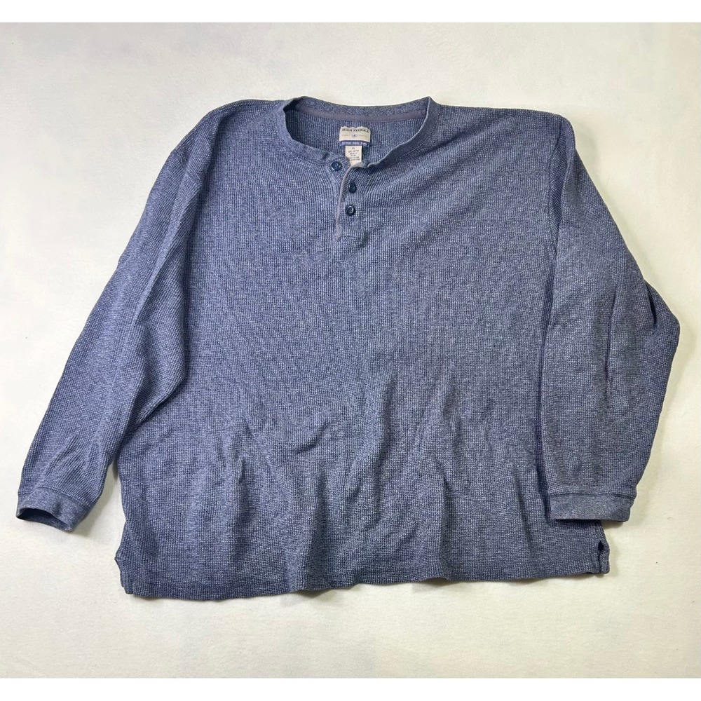 High Sierra Mens XL Blue Waffle Knit Thermal Henley Long Sleeve Shirt Cotton